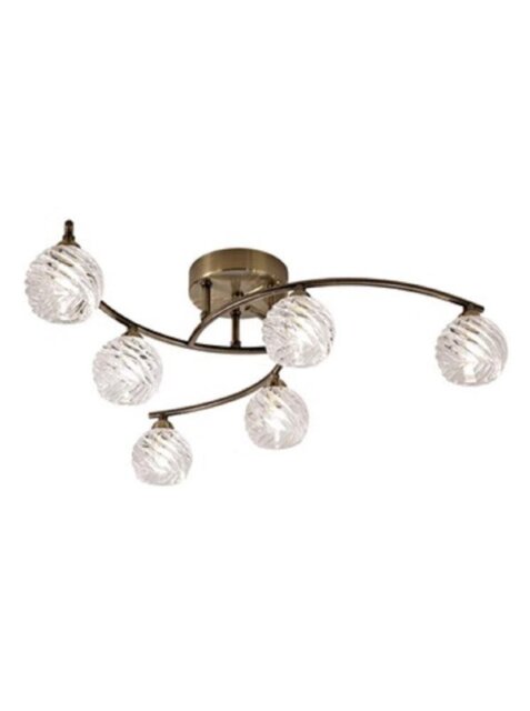 F2358/6 6 Light Semi Flush Ceiling Pendant In Bronze With Clear Glass Shades