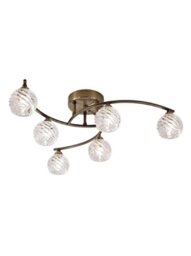 Franklite FL2358/6 6 Light Semi Flush Ceiling Pendant In Bronze With Clear Glass Shades