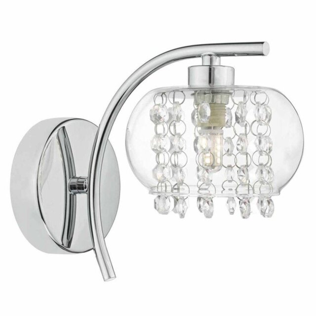 Dar ELM0750 Elma 1 Light Wall Light In Chrome With Glass Shade