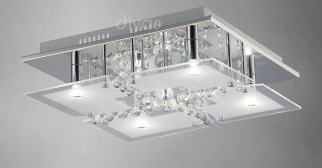 Diyas IL31301 Chisora Glass and Crystal Flush Ceiling Light