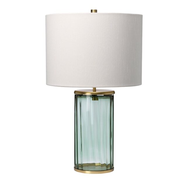 Quintiesse QN-RENO-GREEN-AB Reno Table Lamp With Green Tint Glass Base And Aged Brass Details