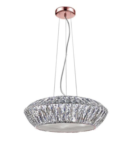 Impex LED1705/07/RG Armel Seven Light Ceiling Pendant Light In Rosy Gold - Dia: 520mm