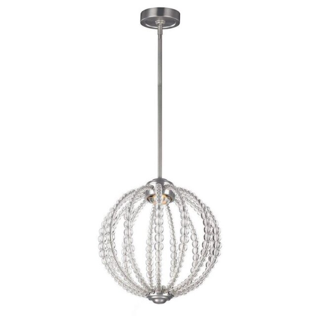 FE/OBERLIN/P/S Oberlin 1 Light Small LED Ceiling Pendant Light In Satin Nickel - Dia: 352mm