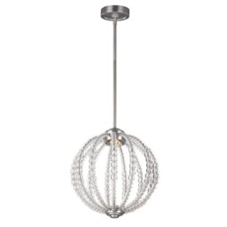 FE/OBERLIN/P/S Oberlin 1 Light Small LED Ceiling Pendant Light In Satin Nickel - Dia: 352mm