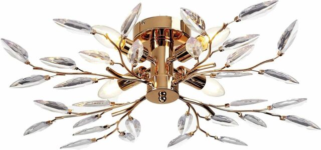 Willow Modern 4 Light French Gold Semi Flush Ceiling Light