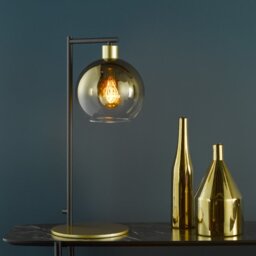 Dar Lighting Lycia Table Lamp In Satin Gold With Gold Ombre Glass