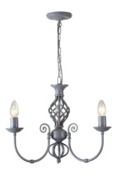 Barley 3 Light Classic Knot Twist Ceiling Light in Matt Grey