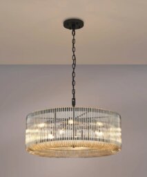 Verne 78 cm Ceiling Pendant / Semi Flush Light In Black Finish With Smoked Brown Glass