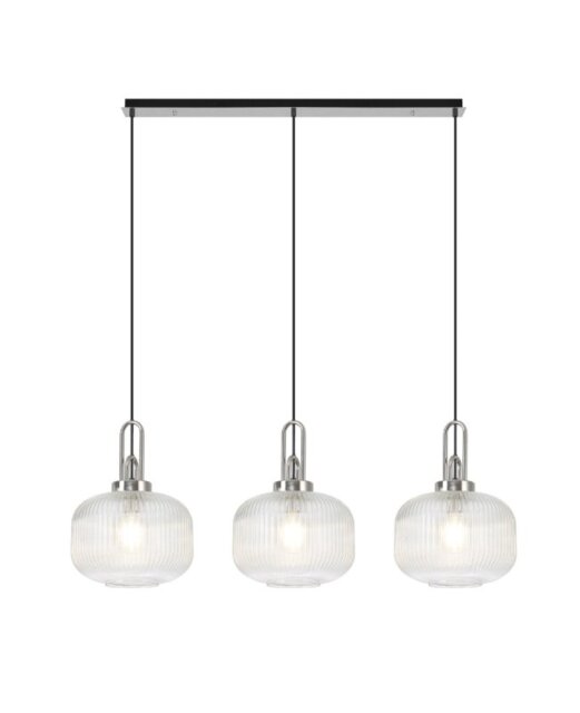 Glenn 3 Light Pumpkin Linear Pendant in Polished Nickel With Clear Glass