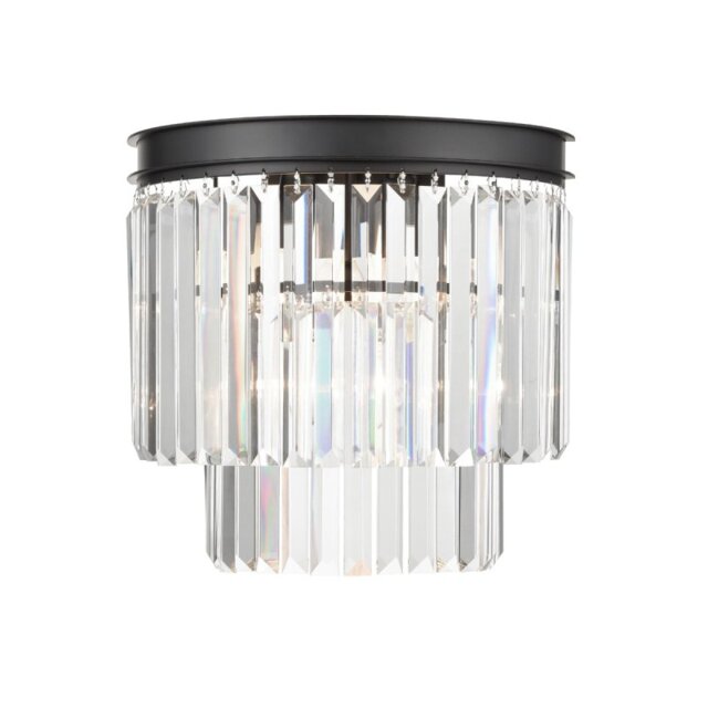 Franklite Perdita 3 Light Wall Light In Matt Black With Crystal Glass FL2413-3