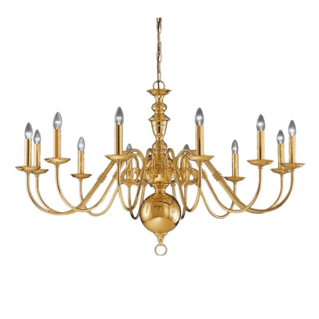Franklite Delft 12 Light Large Polished Brass Chandelier CO41712PB