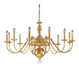 Franklite Delft 12 Light Large Polished Brass Chandelier CO41712PB