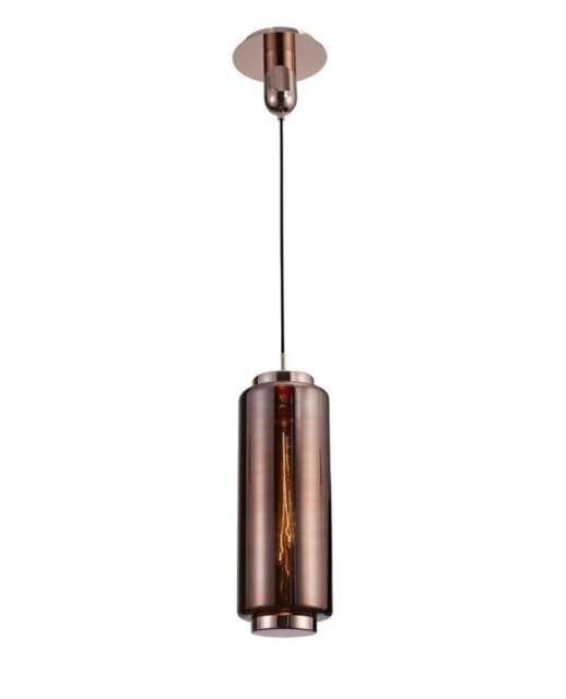 Mantra M6196 Jarras 1 Light Tall Small Ceiling Pendant Light In Copper And Rose Gold - H: 530mm