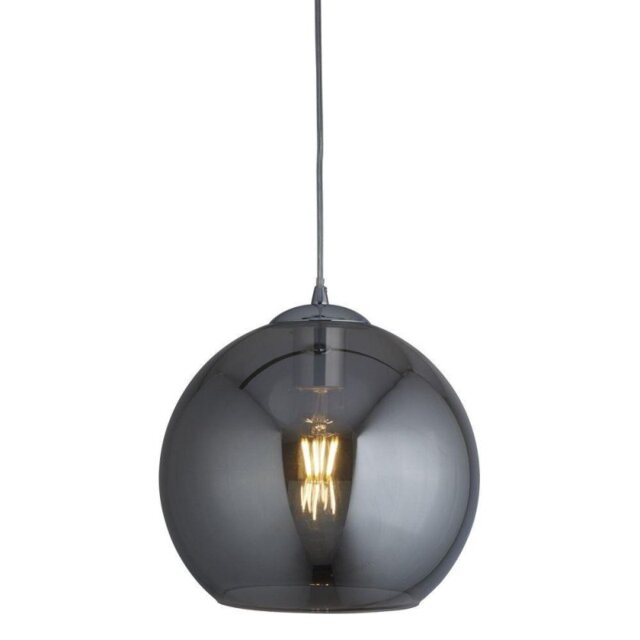 Searchlight 1635SM Balls One Light Ceiling Pendant In Chrome And Smoked Glass - Width: 360mm