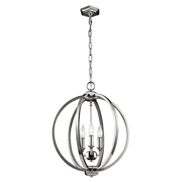 FE/CORINNE/3P/M Corinne 3 Light Medium Ceiling Pendant Light In Polished Nickel - Dia: 527mm
