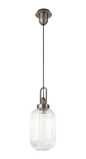 Glenn 1 Light Tubular Ceiling Pendant in Aged Pewter With Clear Glass