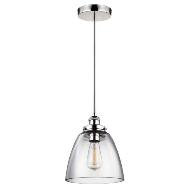 FE/BASKIN/P/B PN Baskin 1 Light Small Ceiling Pendant In Polished Nickel - Dia: 228mm