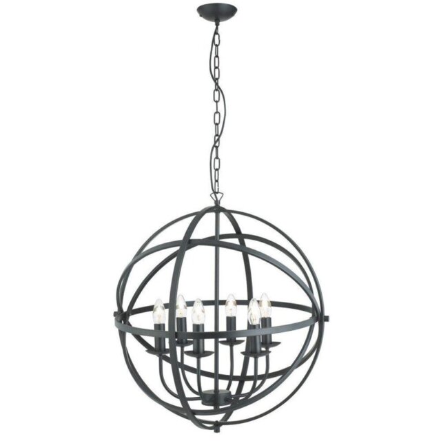 Searchlight 2476-6BK Orbit 6 Light Ceiling Pendant Light In Matt Black