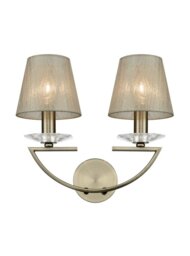 Franklite FL2242/2/1171 Two Light Wall Light In Bronze With Gold Shades