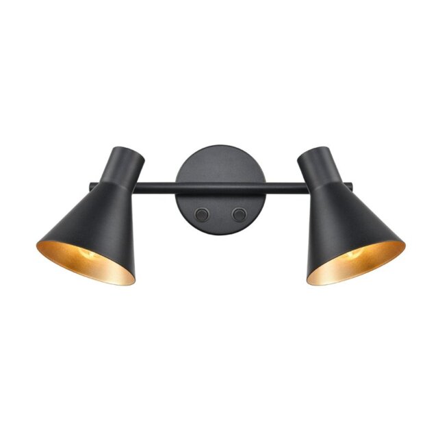 Franklite FL2444-2 Skoop 2 Light Wall Light In Black And Gold Finish