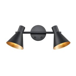 Franklite FL2444-2 Skoop 2 Light Wall Light In Black And Gold Finish