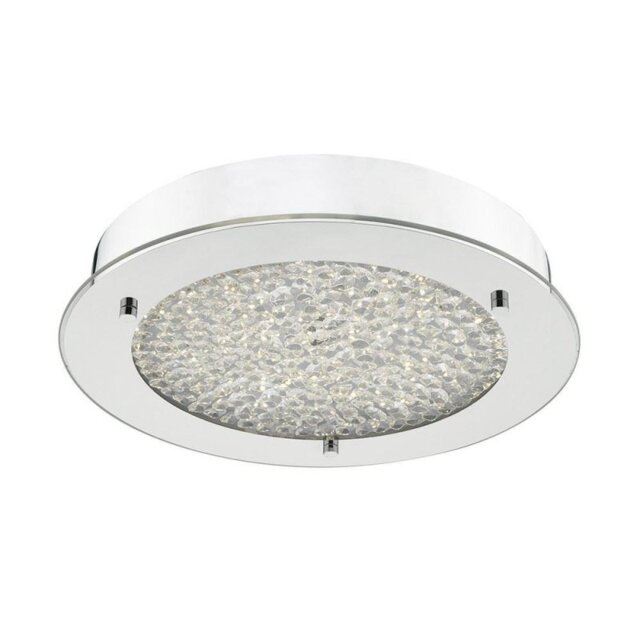 Dar PET5250 Peta Flush IP44 LED Crystal And Polished Chrome Ceiling Light
