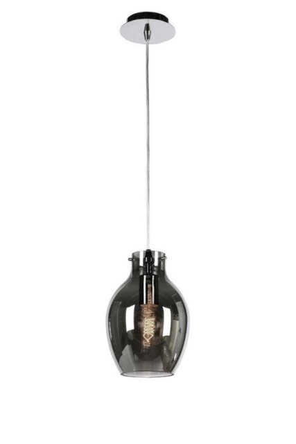 Mantra M6273 Anfora 1 Light Small Ceiling Pendant In Chrome And Smoked Glass - Dia: 180mm