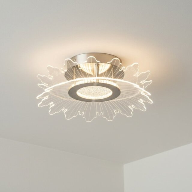 Firstlight 6881BS Trinity LED Flush Ceiling Light In Brushed Steel With Decorative Acrylic Panel