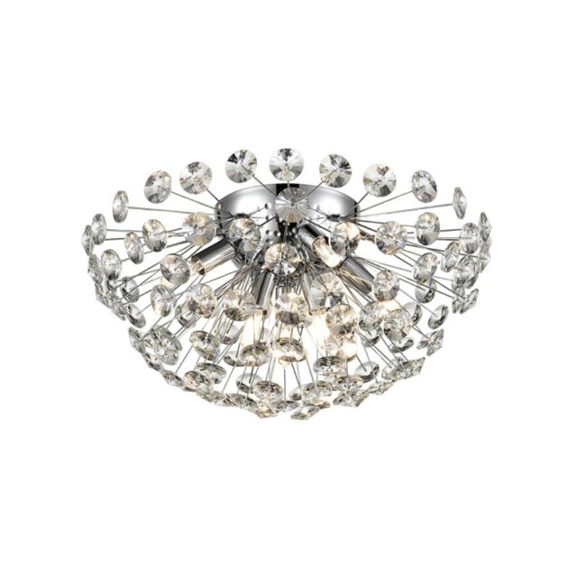 Franklite FL2448-9 Allium 9 Light Flush Ceiling Light In Chrome Finish With Crystals