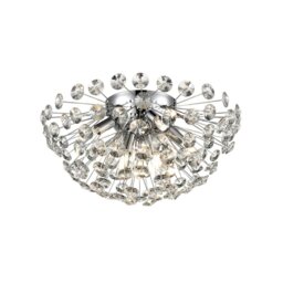 Franklite FL2448-9 Allium 9 Light Flush Ceiling Light In Chrome Finish With Crystals