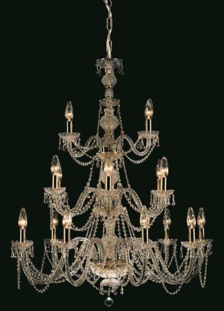 CP06028/18 Crystal Preciosa 18 Lt Chandelier - product_finish:Gold Finish Frame