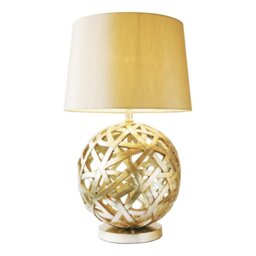 Dar BAL4263 Balthazar Gold Table Lamp With Cream Faux Silk Shade