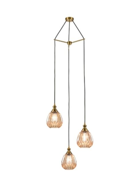 Franklite Marcella 3 Light Cluster Ceiling Light In Amber Glass Finish 51cm FL2425-3/353