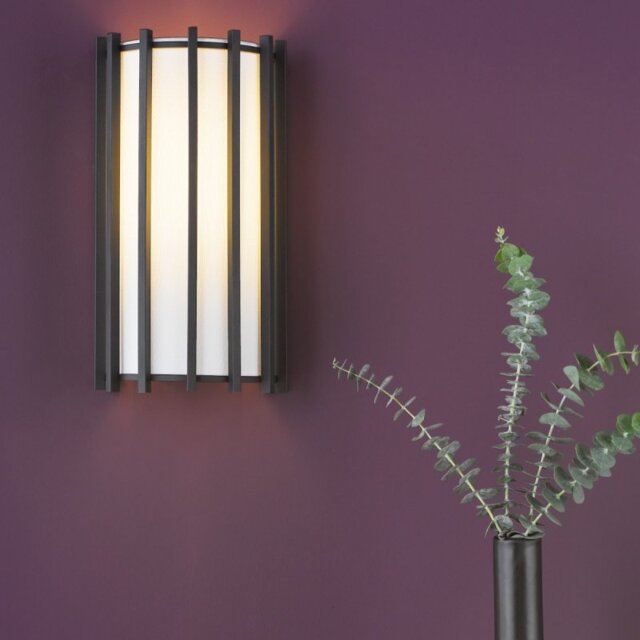 Dar Lighting Cagliari Wall Light In Matt Black With Ivory Shade