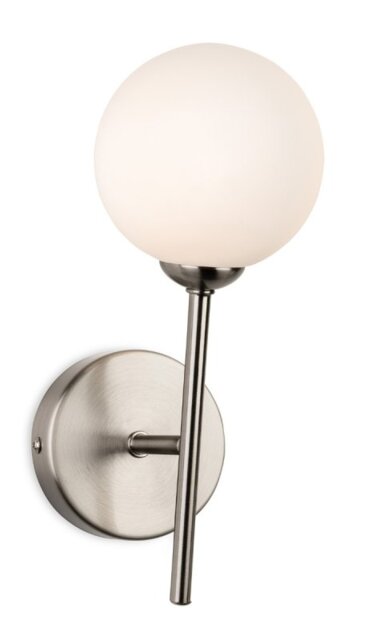 Firstlight 6930BS Lyric Wall Light In Brushed Steel With Opal White Glass