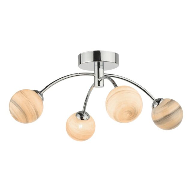 Dar Lighting IZZ0450-07 Izzy 4 Light Semi Flush In Polished Chrome With Swirl Glass