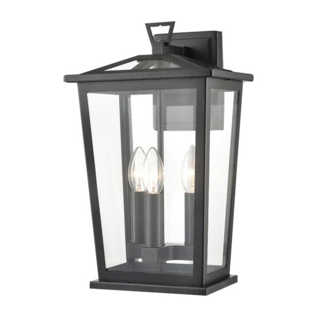Franklite Dusk Outdoor 3 Light Wall Lantern In Matt Black Finish IP44 EXT6648