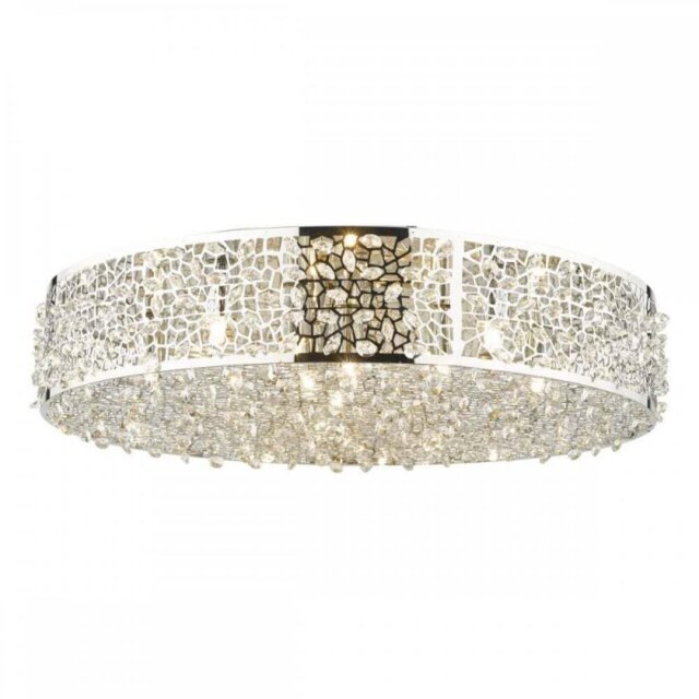 Dar KOT6450 Kotaro 6 Light Flush Ceiling Light In Polished Chrome