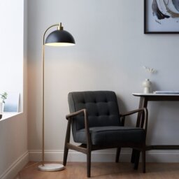 Endon 112211 Buchanan Floor Lamp In Black And Antique Brass With Marble Base