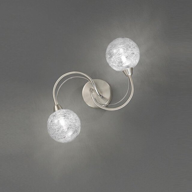 Franklite FL2327/2 Satin Nickel 2 Light Ceiling or Wall Light with Spun Glass Shades