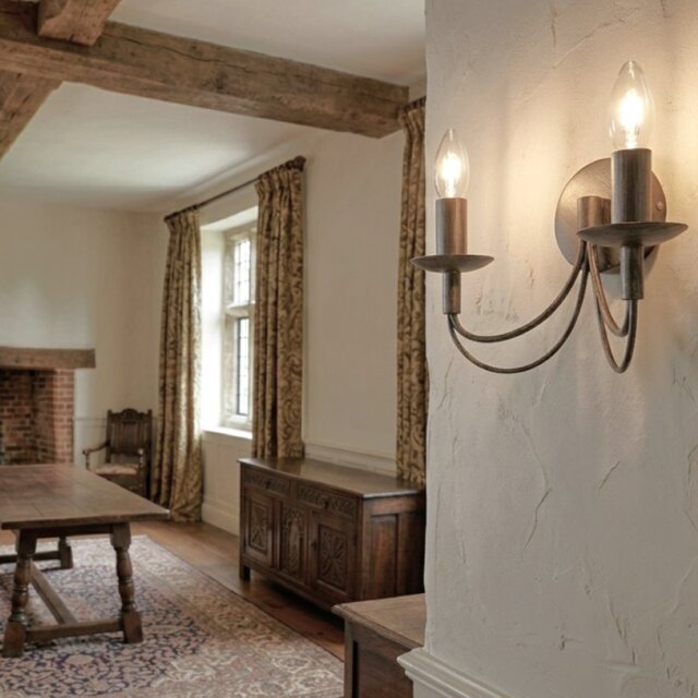 Firstlight 2316AS Regency 2 Light Wall Light in Antique Silver Finish