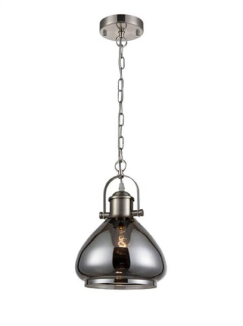 PH198 Ceiling Pendant In Satin Nickel And Smoked Glass - Dia: 220mm