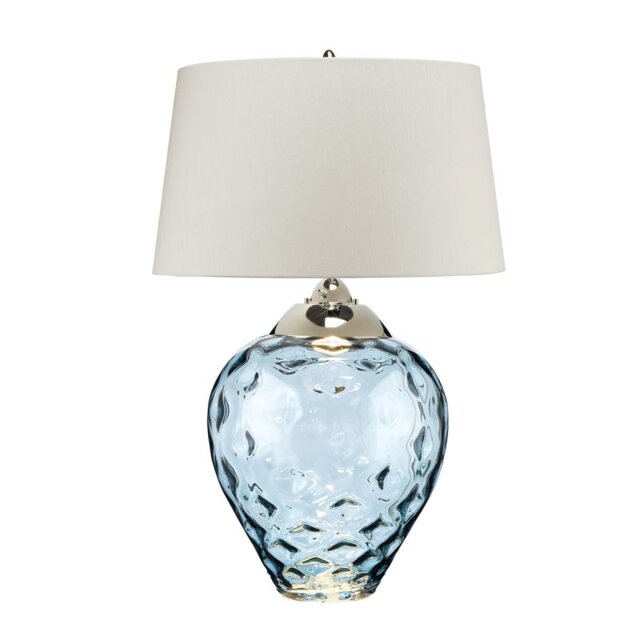 Quintiesse QN-SAMARA-TL-LRG-BLU Samara Large Table Lamp In Light Blue Tint And Polished Nickel Finish