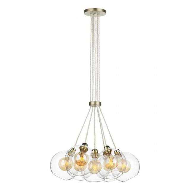 David Hunt Lighting APO3440C Apollo 7 Light Ceiling Pendant In Butter Brass With Clear Glass
