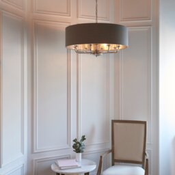 Endon Lighting 94373 Highclere 6 Light Ceiling Pendant In Nickel With Charcoal Shade