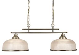 Searchlight 3592-2AB Bistro II Two Light Bar Ceiling Light In Antique Brass With Glass Shades