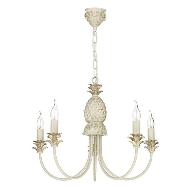 David Hunt Lighting CAB0512 Cabana Five Light Ceiling Pendant Light In Cream And Gold - Fitting Only