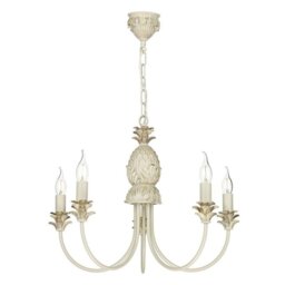 David Hunt Lighting CAB0512 Cabana Five Light Ceiling Pendant Light In Cream And Gold - Fitting Only