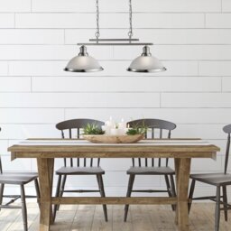 Searchlight 2682-2SS Bistro 2 Light Ceiling Bar Pendant Light Silver
