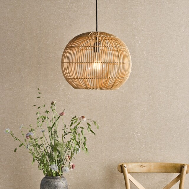 Dar Lighting Kesler Rattan Round Ceiling Pendant Light